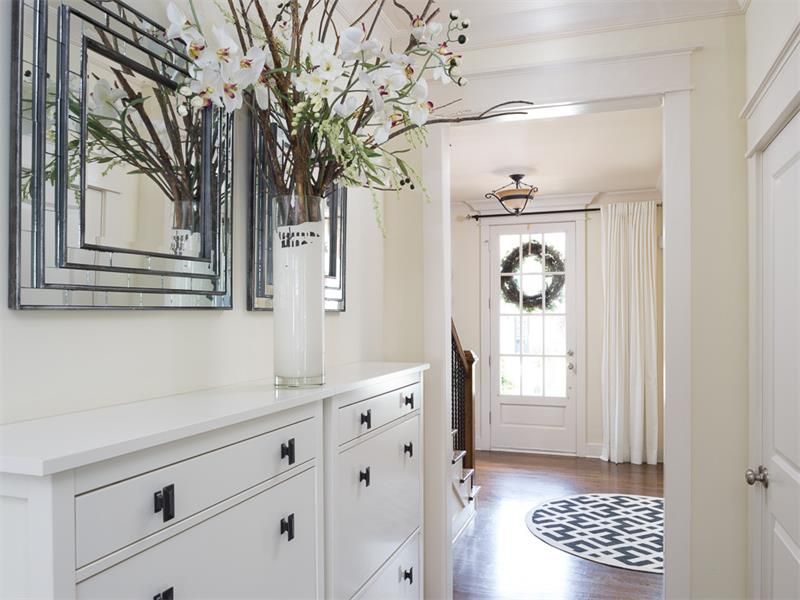 bright entryway with front door